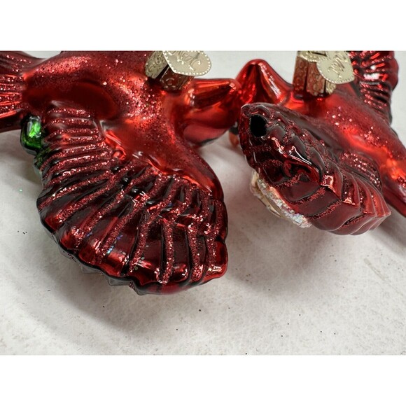2 Old World Christmas 2006 Red  Cardinal Glass Ornaments Christmas Flying - Picture 10 of 15